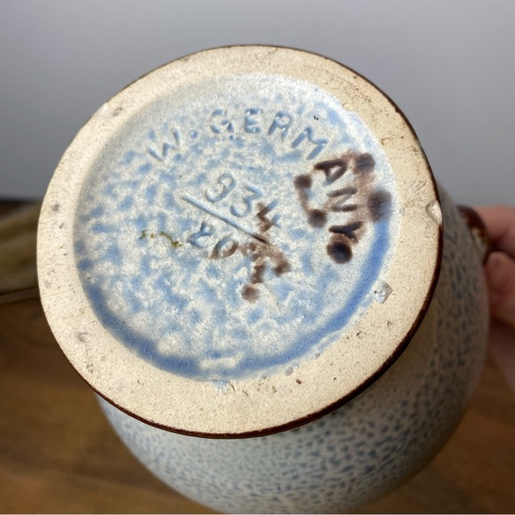 West Germany Pottery Vase, Floral Design, Mid Century Modern Pottery - Picture 8 of 10